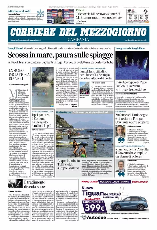 Prima-pagina-corriere del mezzogiorno-del-2024-07-27